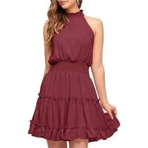 NEW Summer Coastal Mini Dress Ruffled A Line Swing Dress XL/16